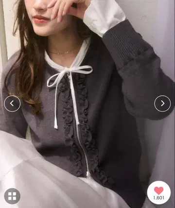 mellowneon 2way 레이어드 프릴 지퍼 니트