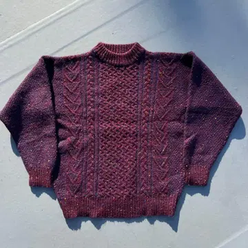 90s VINTAGE 믹스 컬러 모크넥 울 니트 케이블 짜임