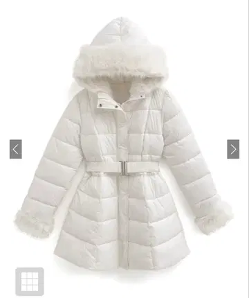 grl 벨트 부착 퍼 A라인 다운 코트