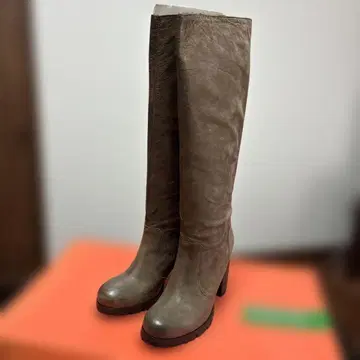 그레이지 스웨이드 롱 부츠 힐 8cm