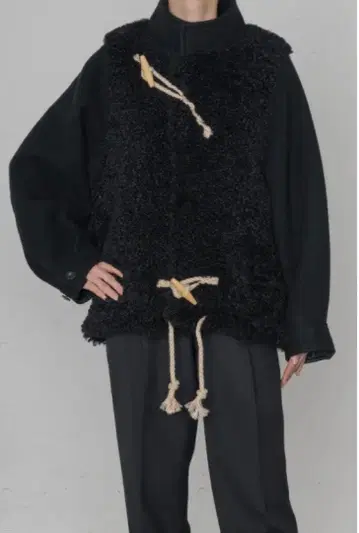 HYKE 더블 페이스 시어링 더플 자켓 블랙 사이즈 1