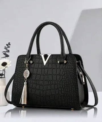 크로커다일풍 블랙 핸드백 숄더백