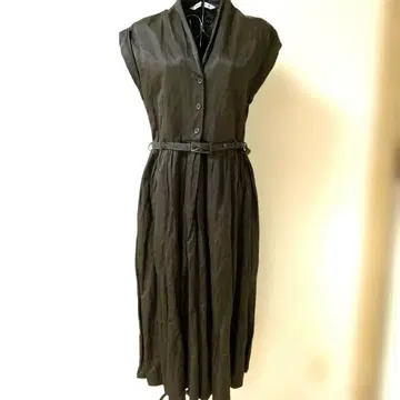 ZARA 미사용 새상품 슬리브리스 롱 원피스 올리브 그린 주름 가공