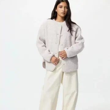 미사용 새상품 보아 플리스 릴랙스 가디건 S 사이즈 라이트 그레이 자켓