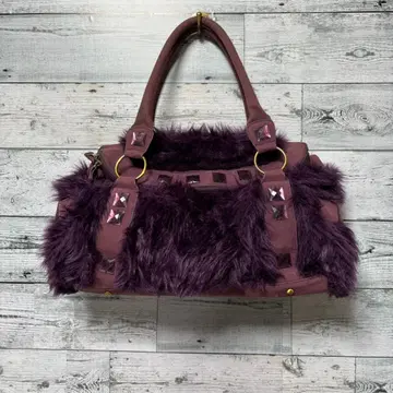 Y2K 퍼 숄더백 페어리 그런지 아카이브 보라색