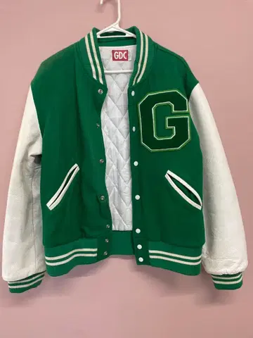 GDC 그린 화이트 바시티 자켓