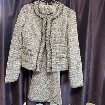 새상품급 COMME CA ISM 컴시즘 노카라 자켓 트위드