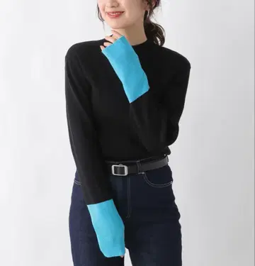 LEPSIM 배색 리브 하이넥 풀오버