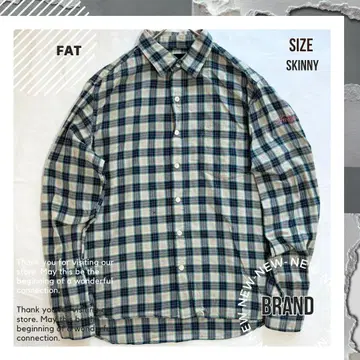 [ FAT ] 에프에이티 자수 깅엄 체크 코튼 셔츠