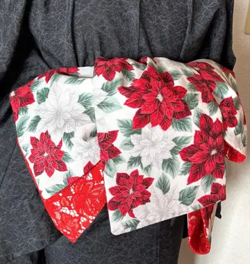 레이스 반폭 오비 포인세티아