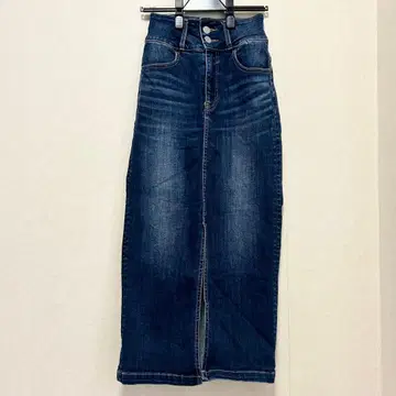 아즐 AZUL 블루 데님 타이트 스커트 롱 기장