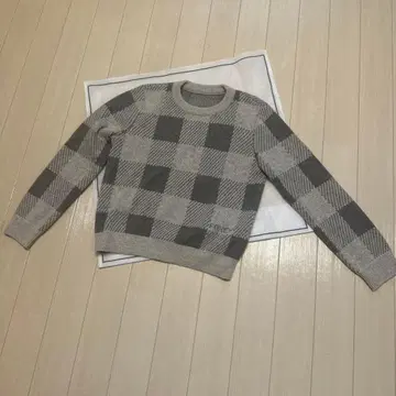 FOXEY 캐시미어 체크 무늬 니트 스웨터 38