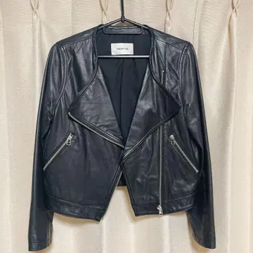 FRAY I.D 가죽 라이더 자켓 블랙