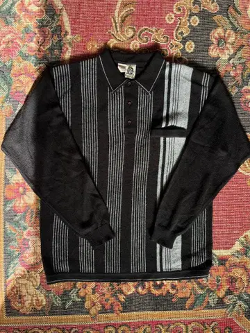 루마니아산 니트 스웨터 L 블랙 그레이