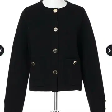 [ 미사용 새상품 ] 아푸와이저 리셰 금장 버튼 노카라 니트 자켓 블랙
