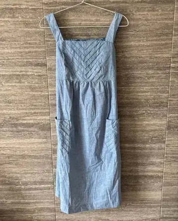 US 구제 의류 오버롤 스커트 레트로 원피스 라이트 블루 꽃무늬