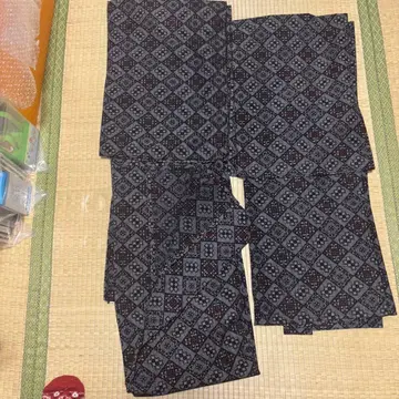 블랙과 레드 기하학 패턴  기모노 겉옷 앙상블