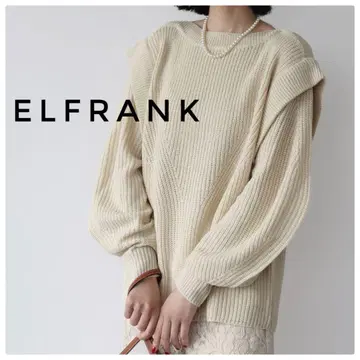 ELFRANK 크림색 니트 스웨터 돌먼 슬리브 니트