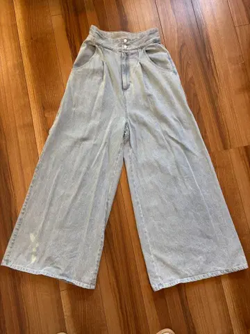 내추럴 뷰티 하이웨스트 와이드 레그 데님 S