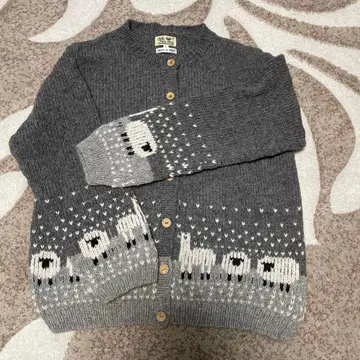양 패턴 알파카 그레이 가디건 미사용