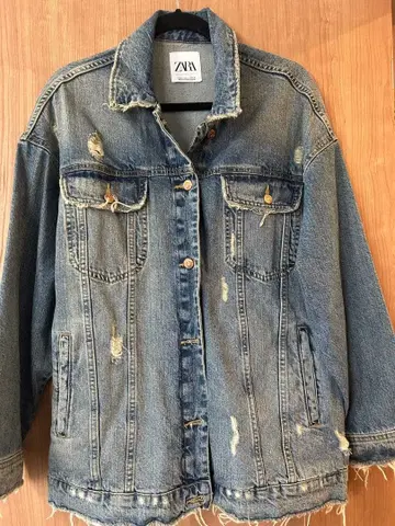 ZARA 남성용 데미지 데님 G 자켓 아우터
