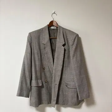 CAREND 체크 무늬 더블 브레스트 자켓