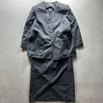 레마론 remalon 셋업 자켓 체크 스커트 구제 의류