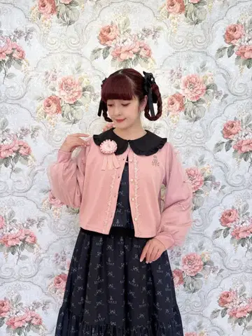 아오키 미사코 니나스 소매 튤 가디건 핑크