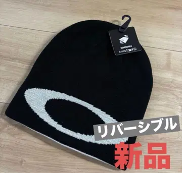 새상품 오클리 남성용 니트 모자 비니 블랙 화이트 리버서블