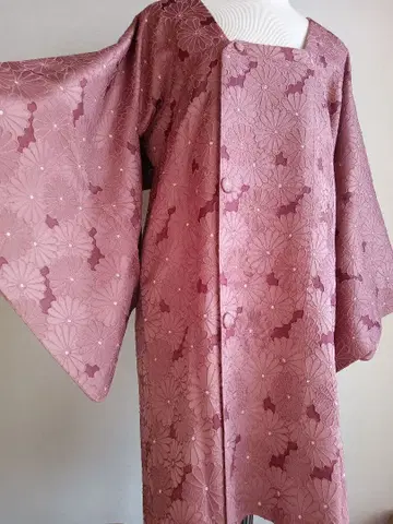 꽃무늬 모브 핑크 계열 도우치 카라 코트 L4