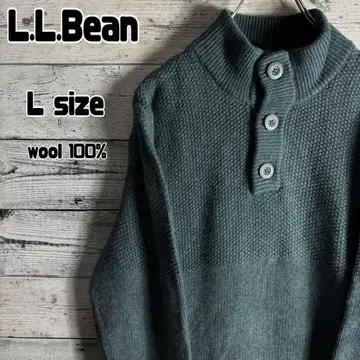 엘엘빈 하프 버튼 니트 스웨터 램스울 100% 남성용 L 그린