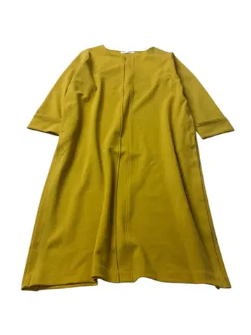 e358 DOCLASSE 머스타드 7부 소매 A라인 원피스 XXL