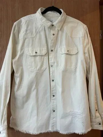 ZARA 남성용 화이트 데미지 자켓
