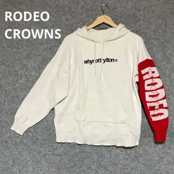 RODEO CROWNS 후드 부착 후드티 화이트 레드