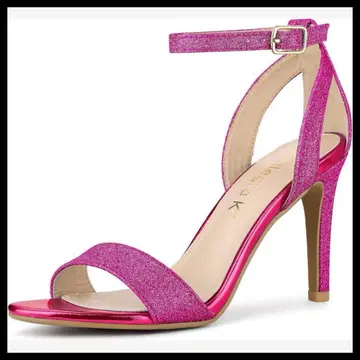 Allegra K 하이힐 샌들 앵클 스트랩 오픈토 핑힐