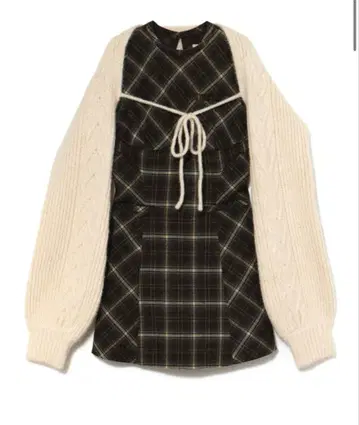 andmary Mimi 체크 세트 미니 드레스 브라운