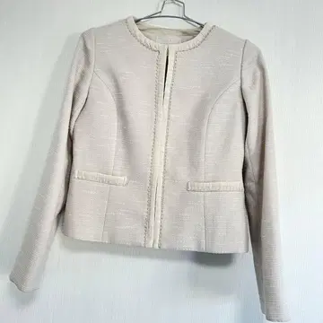 anySIS 화이트 노카라 자켓 트위드