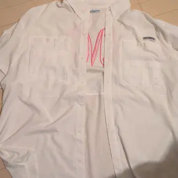컬럼비아 화이트 셔츠 XXL 핑크 자수