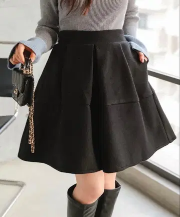 미사용 새상품 고베 레터스 페이크 울 큐롯 숏 팬츠 블랙