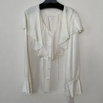 FRAY I.D 아세테이트 트윌 빈티지 플레어 칼라 블라우스 미사용