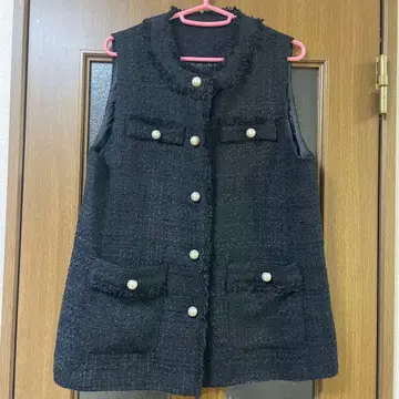 앤드러브 트위드 베스트 블랙 L 사이즈 베스트