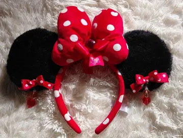 [ 새상품급 ] 미니 머리띠 귀찌 빨간색 도트 리본 도쿄 디즈니 리조트