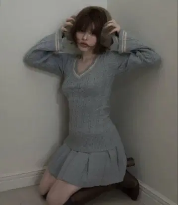 andmary Yuhua school knit set up gray