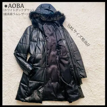 폭신폭신! 최고급 램 가죽 화이트 덕 다운 후데트 다운 코트 XL