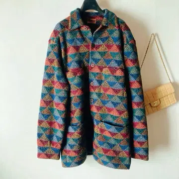 미쏘니 큼직한 융모 울 두툼한 니트 자켓 코트