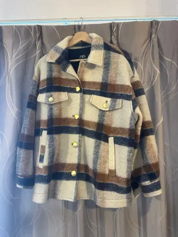 자라 체크 무늬 자켓 코트 아우터 여성용 자라