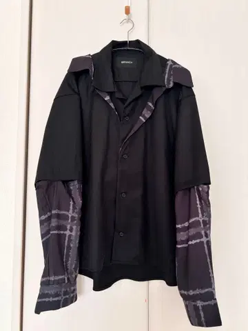 GRANCY 레이어드 디자인 오픈 카라 셔츠 M