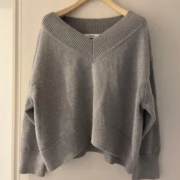 ebure 그레이 V넥 니트 스웨터