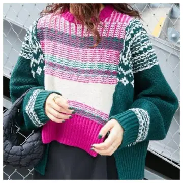 etsinta 에신타 리메이크 숏 자카드 니트 차오패닉