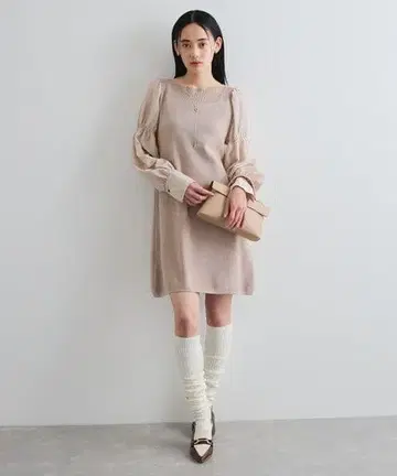 VIS 무릎 기장 니트 원피스 프리 사이즈